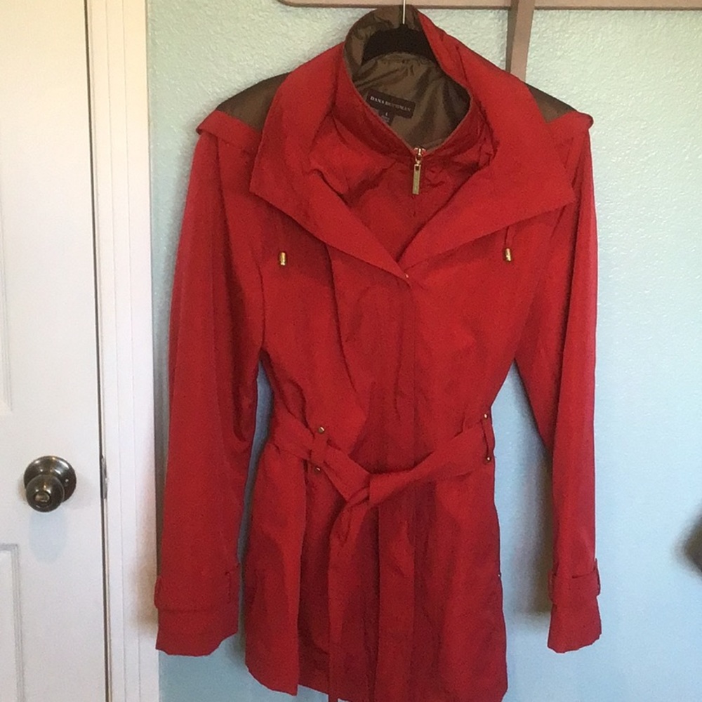 Dana Buchman red trench coat